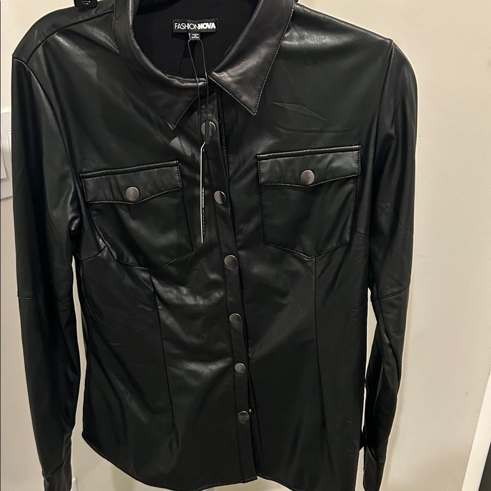 Fashion Nova Sleek Black Leather Jacket